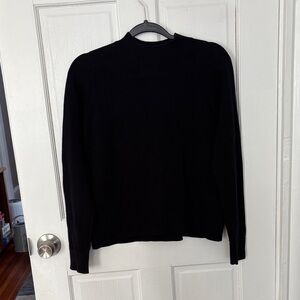 Quince Black Cotton Mock Neck Sweater